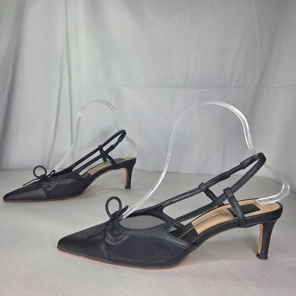 Dolce Vita Women's Kandi Mesh Bow Pointed-Toe Kitten-Heel Slingback Pumps - Picture 1 of 6